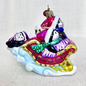 Christopher Radko Holiday Celebrations Penguin Sleigh 2005 Glass Ornament